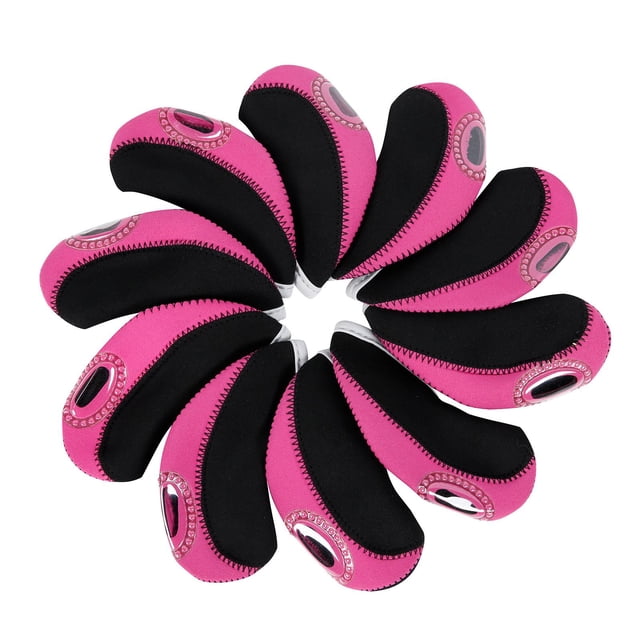 Ensemble de 10 Pcs Couvre-Têtes de Golf Imperméables en Fer Couvre-Tête de Club de Golf Protection Rose