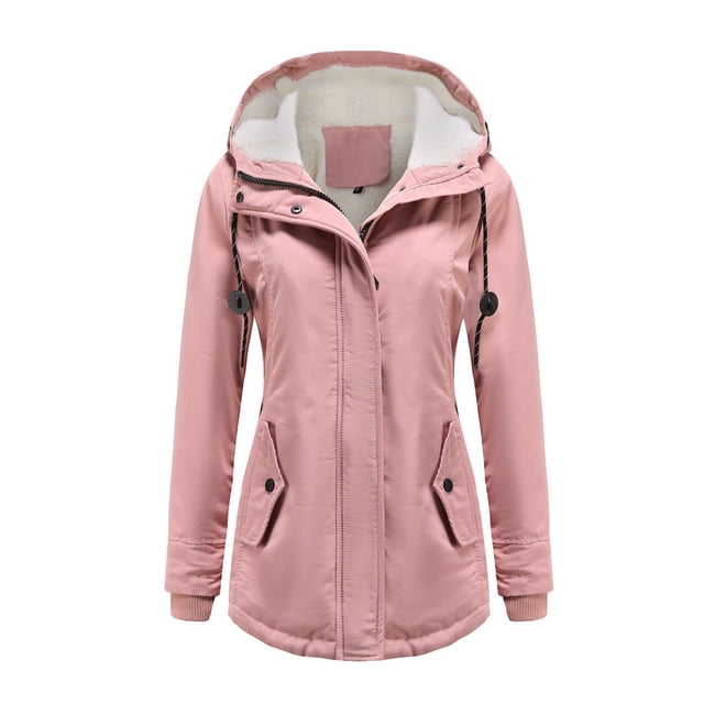 Veste d'Hiver à Capuche en Laine d'Agneau pour Femme Blouson en Coton Femme