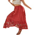 thumbnail image 4 of Womens Summer Boho Floral High Waist A-Line Skirt Ruffle Beach Midi Maxi Skirt, 4 of 8