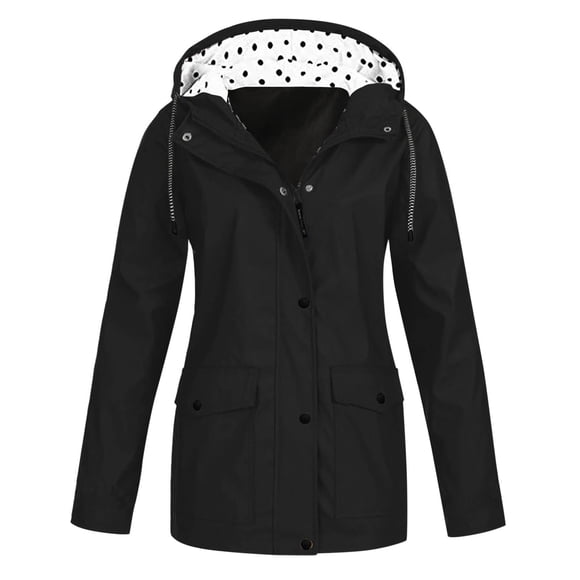 Women's Anoraks Stylish Rain Cute Winter Clothes Rain Slicker with Hood Women Jacket with Hood Lightweight Rains Women Jacket Long Sleeve Windbreaker Zip Winter Jackets for Women Women's