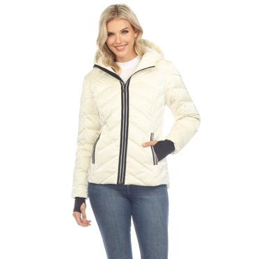 White Mark Women's Reflective Puffer Hooded Jacket