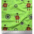 thumbnail image 1 of Soimoi Green Rayon Fabric Cartoon Machine & Gear Parts Hardware Fabric Prints By Yard 56 Inch Wide, 1 of 3