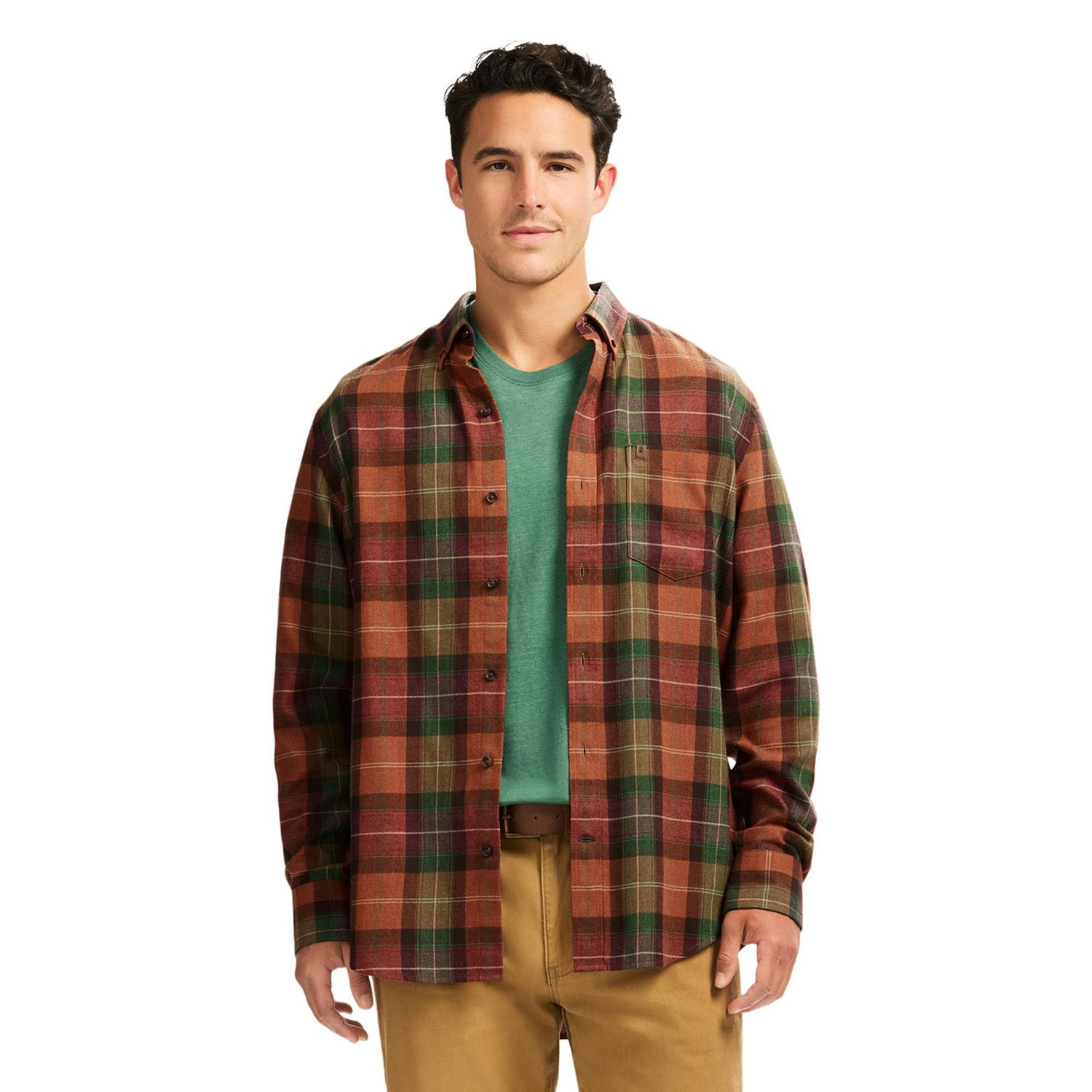 Izod Men's Stratton Flannel Long Sleeve Button Down Shirt, Sizes S-XXL