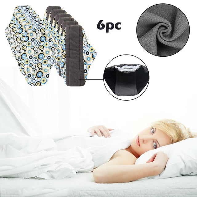 Agiferg 6pcs Cloth Sanitary Pads Reusable Feminine Menstrual Pad General Cloth