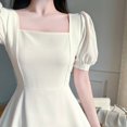 thumbnail image 2 of Chic Robe Maxi Blanche Manches Bouffantes Col Carré pour Femmes - L / Blanc, 2 of 4