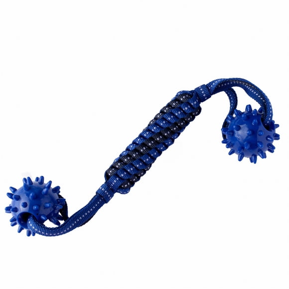 One Paw, Tug & Play Double Ball Rope Dog Toy, 10 inches