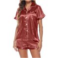 thumbnail image 4 of Babysbule Pyjamas pour Femmes Liquidation Vêtements d'Intérieur Décontractés pour Femmes Hauts à Manches Courtes Shorts Couleur Pyjamas de Nuit Ensembles, 4 of 6