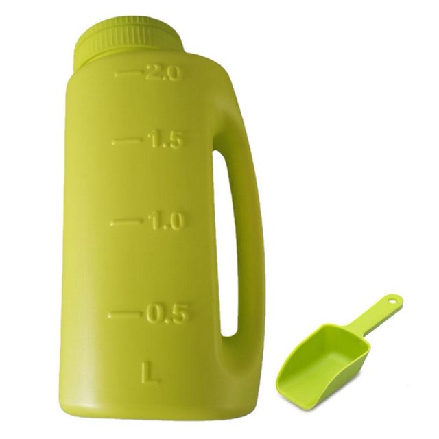 Snow Salt Spreader, 2L Handheld Salt and Seed Spreader, Ice Melt Spreader with Scoop,Ice Melt Shaker Dispenser with Capacity Scale,Adjustable Opening Sizes for Fertilizer G3L7