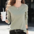 thumbnail image 2 of Plebaso Chemises à Manches Longues pour Femmes Col Rond Bas Confortables Hauts Décontractés Couleur Unie Blouses pour Femmes M-4TG, 2 of 3