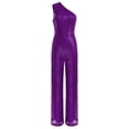 thumbnail image 3 of inlzdz Combinaison Sans Manches pour Femmes une Épaule Robe de Soirée à Sequins Robe de Soirée Violet 3TG, 3 of 7