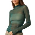 thumbnail image 1 of RXIRUCGD Mode Femmes Manches Longues Confortable Respirant Col Roulé Blouse Chemise Hauts, Vert Armée, Taille : M, 1 of 5