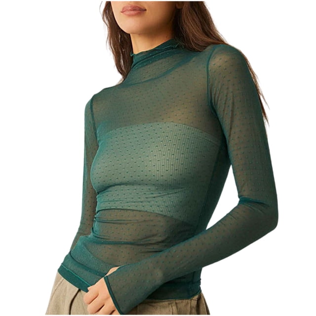 RXIRUCGD Mode Femmes Manches Longues Confortable Respirant Col Roulé Blouse Chemise Hauts, Vert Armée, Taille : M