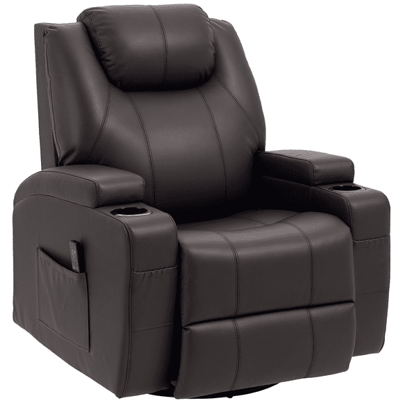 HOMCOM PU Leather Massage Recliner Chair with 360 Degree Swivel Seat