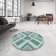thumbnail image 4 of Ahgly Tapis d'Intérieur Lavable en Machine Carré Transitionnel Bleu Lagon, 3 Pieds Carré, 4 of 7