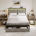 thumbnail image 1 of GUNAITO LED Platform Bed Frame, Queen Size with Headboard and 4 Storage Drawers, Gray, 1 of 8