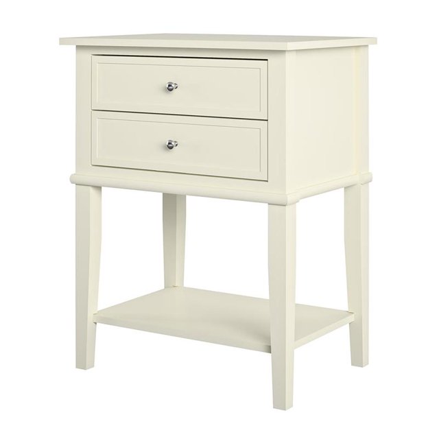 Ameriwood Home Franklin Accent Table with 2 Drawers in Soft White