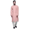 thumbnail image 1 of Atasi Kurta Long Uni pour Hommes Col Mandarin Chemise Habillée Décontractée pour Fête, 1 of 5