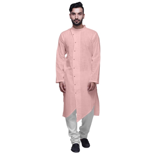Atasi Kurta Long Uni pour Hommes Col Mandarin Chemise Habillée Décontractée pour Fête