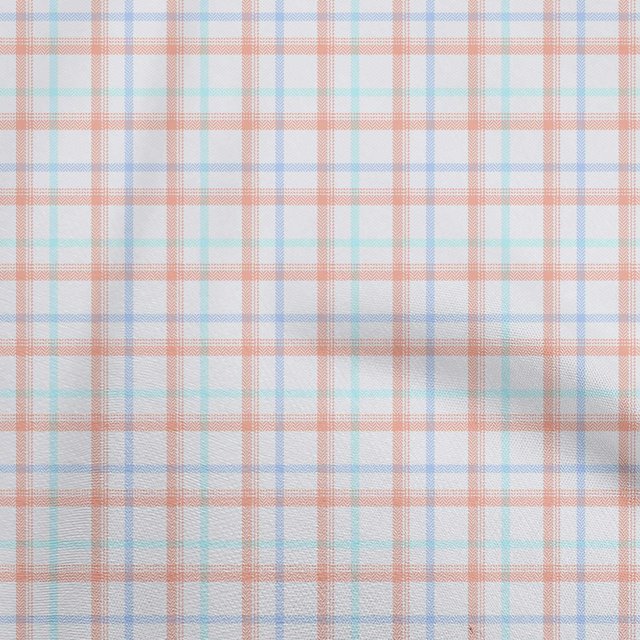 oneOone Rayon Peach Fabric Check Sewing Craft Projects Fabric Prints By Yard 56 Inch Wide