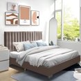 thumbnail image 3 of Costway Upholstered Bed Frame Full Size Modern Platform Bed with Vertical Channel Headboard No Box Spring Needed Grey, 3 of 9