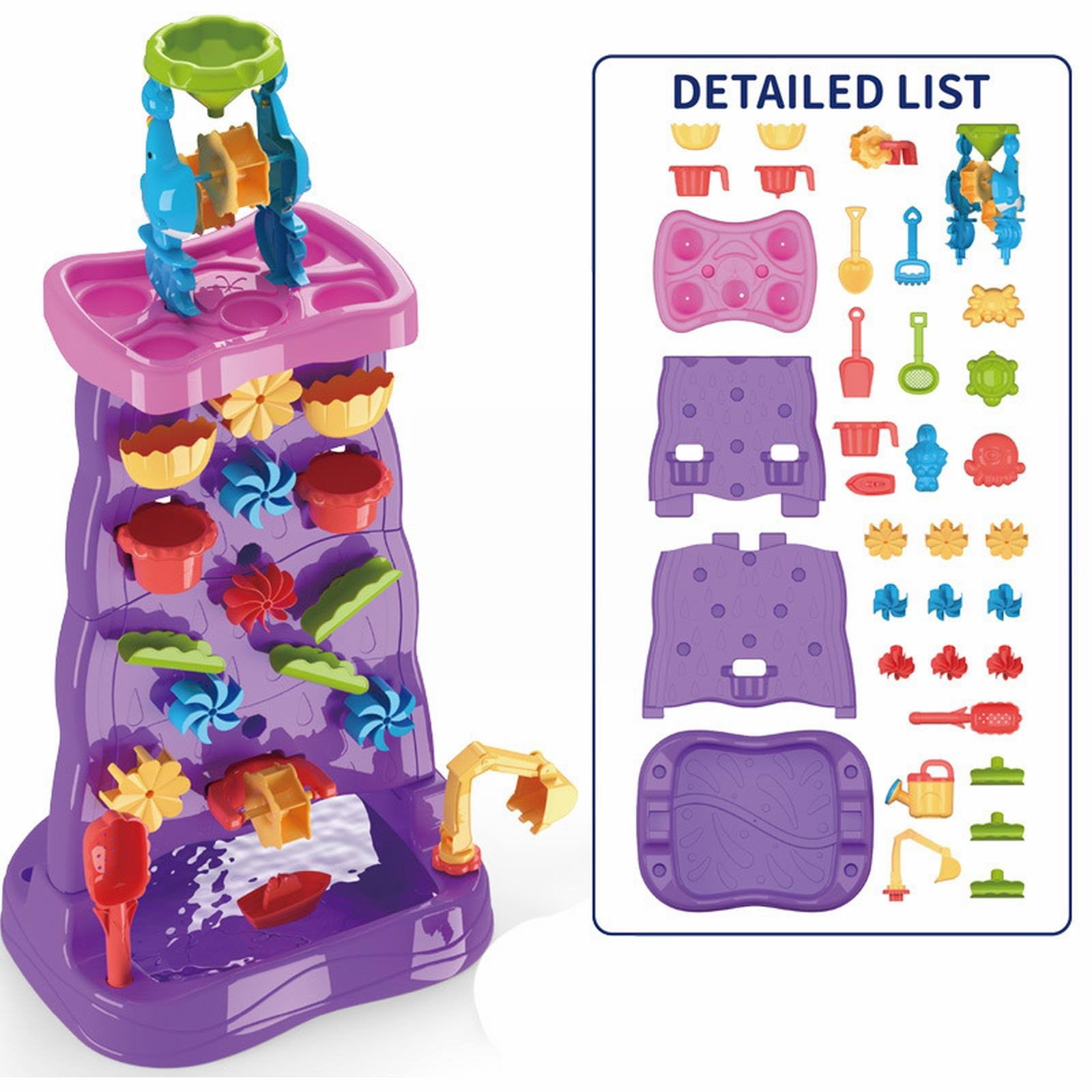 Table à Eau Et Sable VEVOR – 37 Accessoires, Cascade Double Face, Sensorielle, Pour Enfants 3 Ans+, Facile à Nettoyer