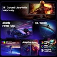 thumbnail image 2 of KOORUI 34" 3440 x 1440 240 Hz VA Gaming Monitor FreeSync Premium (AMD Adaptive Sync) 90% DCI-P3 G3441XC, 2 of 7
