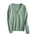thumbnail image 4 of aohooy Oversized Cardigans for Women Button Knit V-Neck Soft Cardigan Solid Open Front Long Sleeve Sweaters Mint Green,XL, 4 of 9