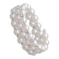 thumbnail image 2 of Thinsony Femmes Chic Perle Strass Bracelet Stretch Mariage pour Mariée Blanc 3 Rangée 1Set, 2 of 6