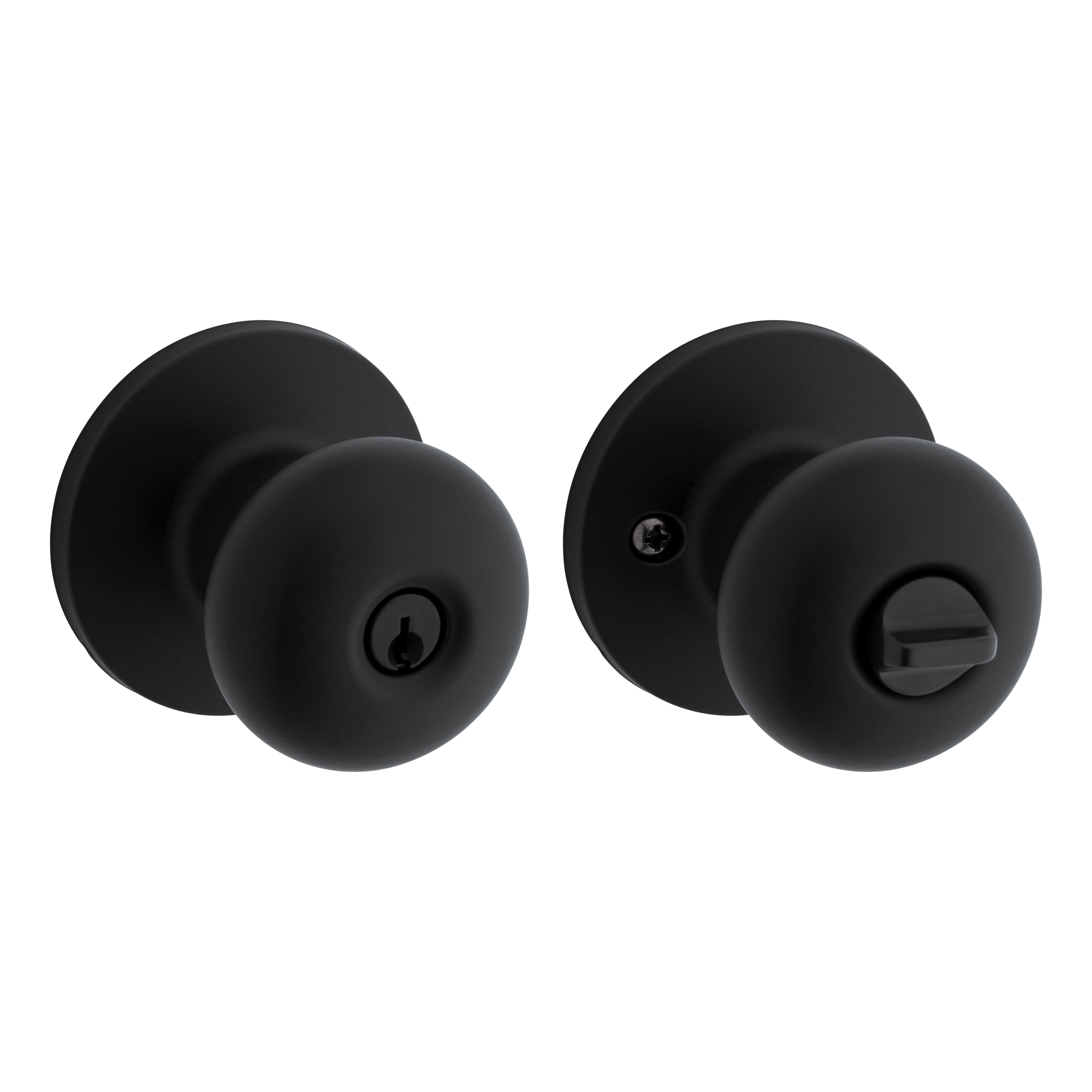 Weiser Safe Lock Regina Matte Black Exterior Keyed Door Knob/Entry Door Handle