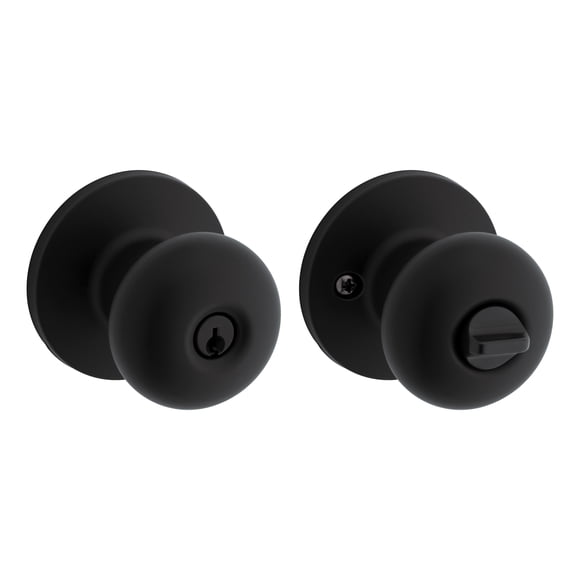 Weiser Safe Lock Regina Matte Black Exterior Keyed Door Knob/Entry Door Handle