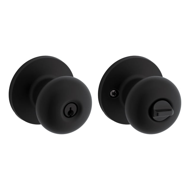 Weiser Safe Lock Regina Matte Black Exterior Keyed Door Knob/Entry Door Handle