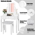 thumbnail image 4 of Costway Vanity Dressing Table Set w/ 10 Dimmable Bulbs Touch Switch Cushion Stool White, 4 of 10