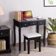 thumbnail image 4 of Patiojoy Vanity Table Makeup Dresser Desk w/LED Light Drawers & Stool Black, 4 of 8