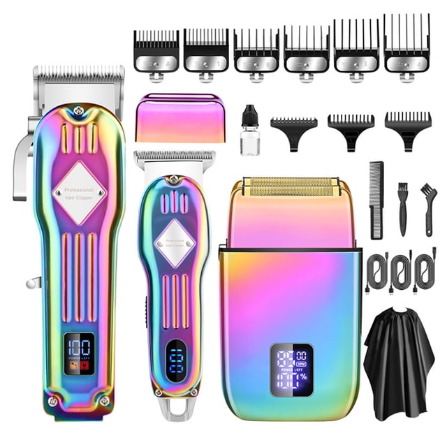 Electric Hair Clippers for Men Cordless Hair Clippers Trimmer Beard Trimmer Kit Bald Head Shaver Men's Haircut Kit for Barber with LCD Display 9 Guide Combs Mens Gifts