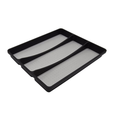 Mainstays Plastic Black 3 Compartment Non-Slip Drawer Utensil Gadget Tray, 12.72" x 16.14", Kitchen Organizer, 1 Piece