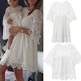 thumbnail image 1 of MesaSe Famille Tenues Assorties Fleur 3/4 Manches Dentelle Floral Mini Robe Tutu Sundress, 1 of 6