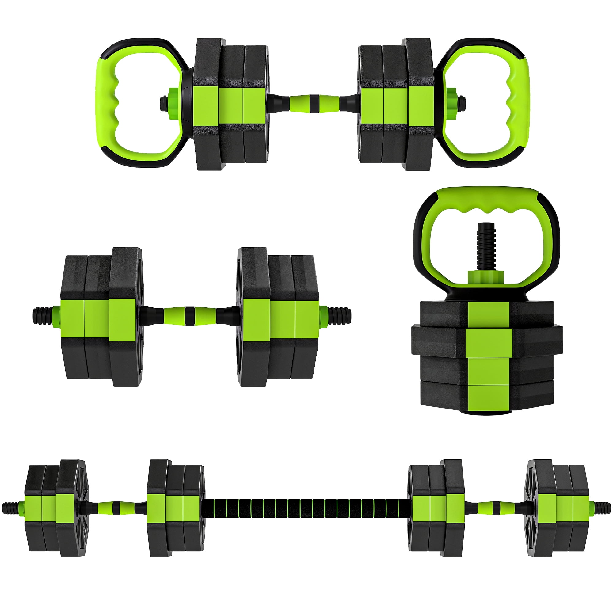 Soozier 6-in-1 Adjustable Dumbbell Set, 44lbs Free Weights Set, Green