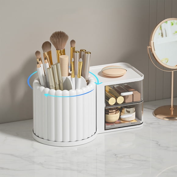 Dvkptbk Makeup Storage Rotating Makeup Organizer Countertop-Large Cosmetic Organizer Countertop-Bathroom Cosmetic Storage with Brush- Vanity Make up Organizer Caddy Storage & Organization