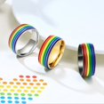 thumbnail image 2 of Stainless Steel Enamel Rainbow LGBT Ring Lesbian Gay Ring, 2 of 6