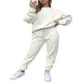 thumbnail image 1 of Femmes Sweat-Shirt Ensemble Manches Longues Col Rond Pantalons de Survêtement Ensemble Solide Activewear Set, 1 of 5