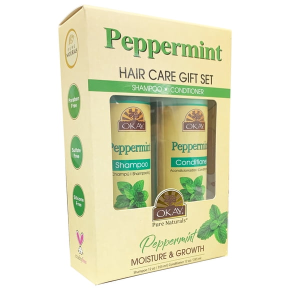 OKAY PEPPERMINT HAIR CARE 2pc GIFT SET. (Shampoo 12oz, Conditioner 12oz)