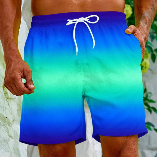 LSLJS Short Décontracté à Imprimé Dégradé pour Hommes, Short de Plage, Cadeaux pour Hommes