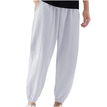 RXIRUCGD Men's Solid Color Pocket Drawstring Casual Youth Versatile Sports Oversized Pants, White, Size: XL