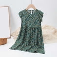 thumbnail image 3 of hengsof Girls' Flying Sleeve Printed Summer Dress, Fashionable Pattern Casual Dress, Comfortable Round Neck Cute Princess Dress, 3 of 5