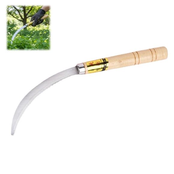 Lttoisl Stainless Steel Serrated Sickle with 10.6 Inch Blade, Ergonomic Plastic Handle, Durable Harvest Tool for Gardening, Camping, Lawn Care, Land Management