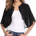 thumbnail image 4 of Timegard Shrugs for Dresses Chiffon Lightweight Short Sleeve Open Front Cardigan Outerwear Shawl Cape, 4 of 9