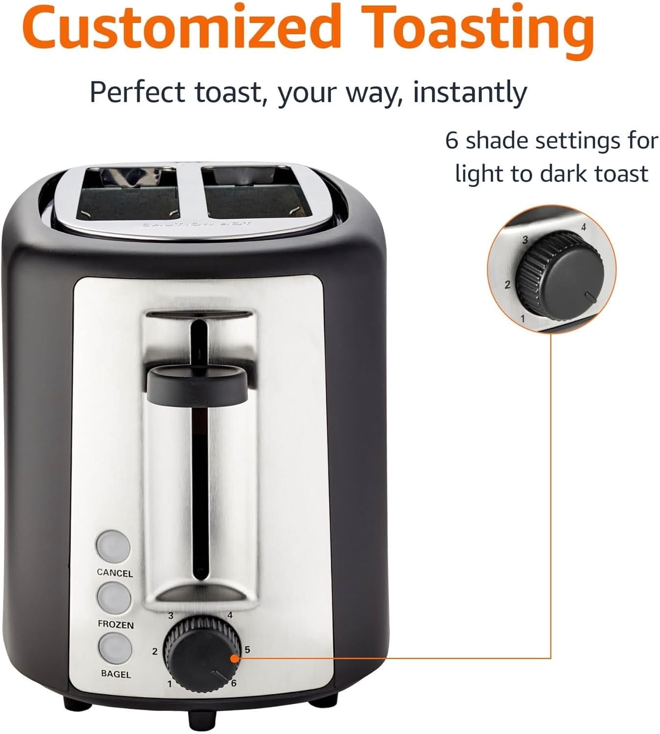 Tostadora de 2 rebanadas, con 6 niveles de tostado y ranuras extra anchas 900W
