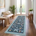 thumbnail image 4 of Garvee 2'x6' Modern Insect Floral Print Runner Rug, Mushroom Washable Rugs Indoor Carpet With Non-Slip Backing For Hallway Bedroom Kitchen, Blue, 4 of 7