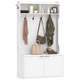 thumbnail image 1 of HOMCOM 4-In-1 Hall Tree with Shoe Bench, Modern Coat Rack for Hallway White, 1 of 10