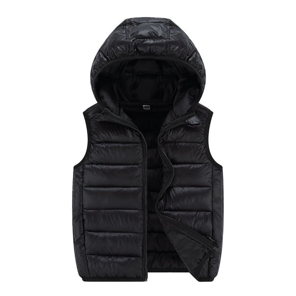 PMVFHDE Kids Clothes Kids' Winter Puffer Vest Sleeveless Hooded Warm Outerwear for Boys & Girls - Solid Color Cold Weather Coat Boys Coat&jacket